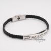Mens Braided Leather Bracelet Engraved Cuff — main photo, handmade in Israel
