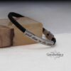 Mens Braided Leather Bracelet Engraved Cuff — alternate angle, handmade in Israel