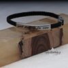 Mens Braided Leather Bracelet Engraved Cuff — additional view, handmade in Israel