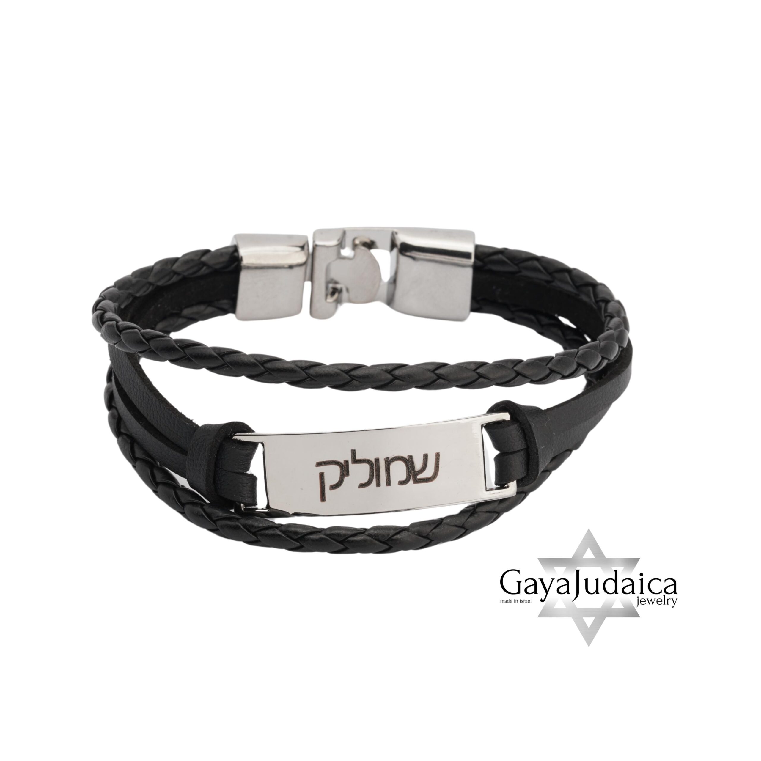 Personalized Men's Braided Leather Bracelet — Engraved Stainless Steel Nameplate Personalized Men's Braided Leather Bracelet — Engraved Stainless Steel Nameplate