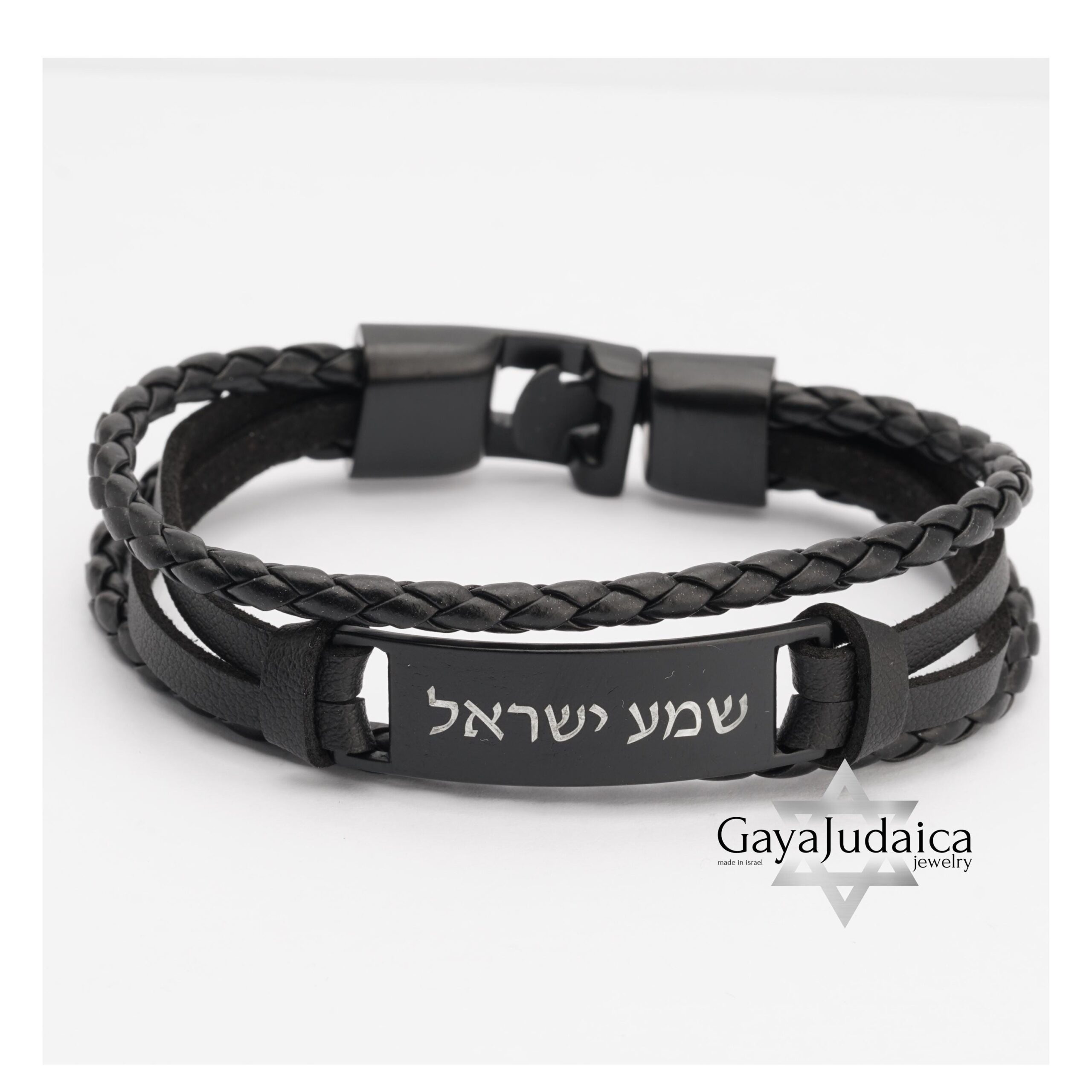 Personalized Men's Braided Leather Bracelet — Engraved Stainless Steel Nameplate Personalized Men's Braided Leather Bracelet — Engraved Stainless Steel Nameplate