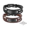 Personalized Mens Braided Leather Bracelet Engraved Nameplate — top-down view, handmade in Israel