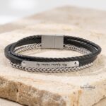 Personalized Men's Stainless Steel Bracelet — Custom Engraved Bar, Gift for Him