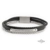 Personalized Mens Stainless Steel Bracelet with Engraved Bar — detail view, handmade in Israel