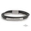 Personalized Mens Stainless Steel Bracelet with Engraved Bar — close-up, handmade in Israel