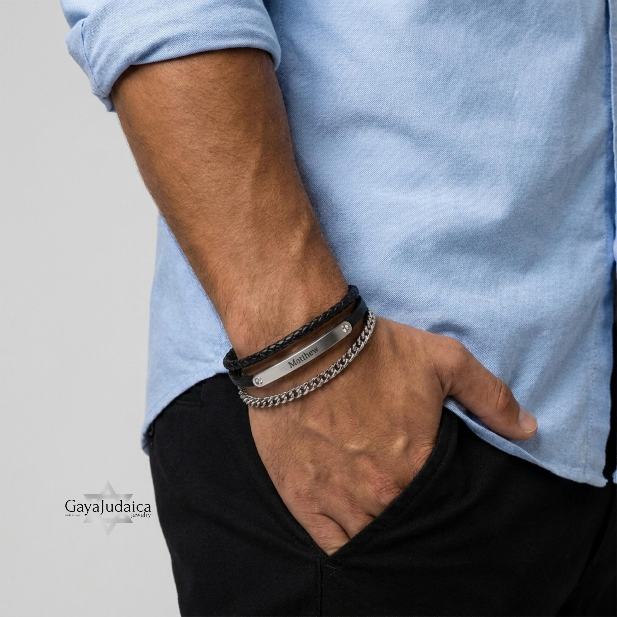 Personalized Men's Stainless Steel Bracelet — Custom Engraved Bar, Gift for Him Personalized Men's Stainless Steel Bracelet — Custom Engraved Bar, Gift for Him