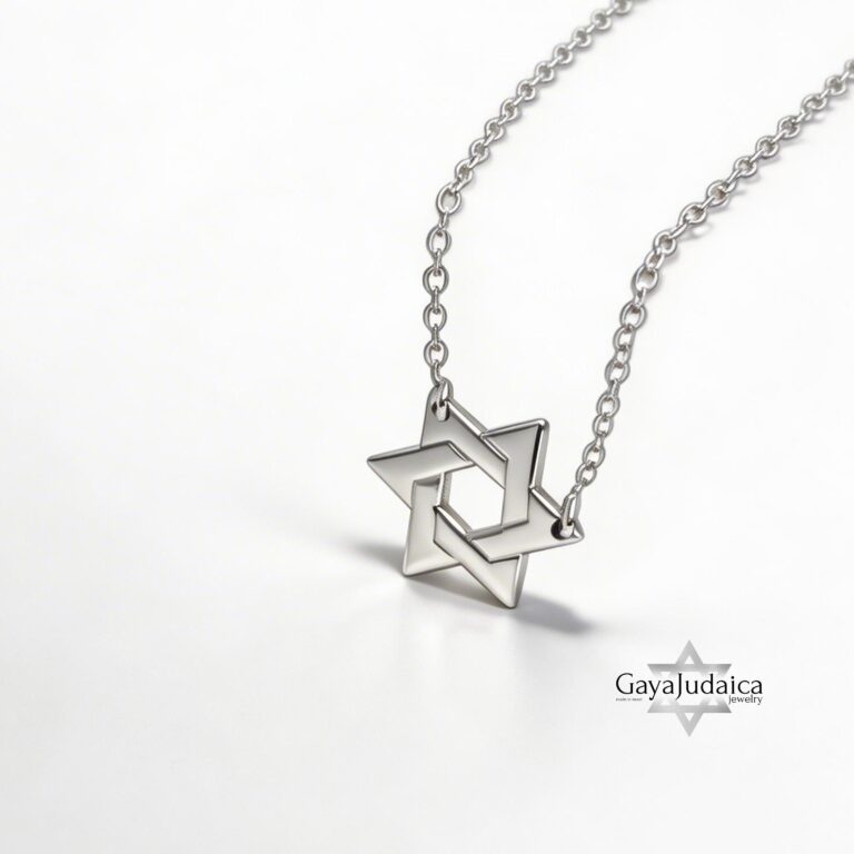 Mini Star of David Necklace Sterling Silver — detail view, handmade in Israel