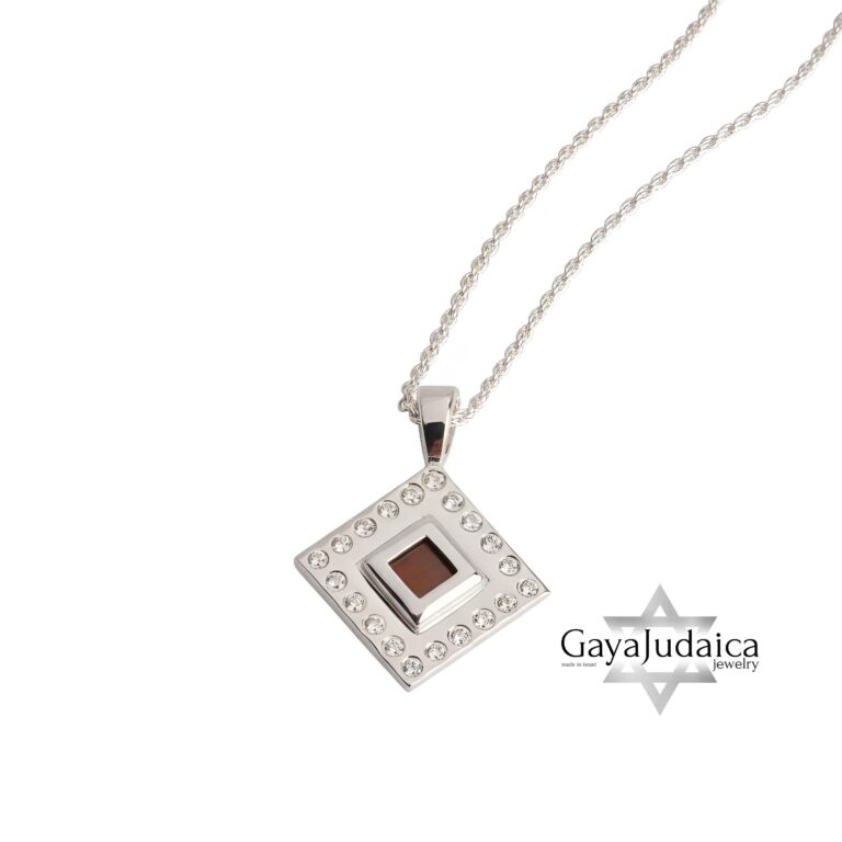 Nano Bible Rope Necklace Zircon Israel — detail view, handmade in Israel