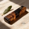 Olive Wood Mezuzah Case Black Epoxy — main photo, handmade in Israel