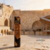 Olive Wood Mezuzah Case Black Epoxy — styled shot, handmade in Israel