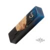 Olive Wood Mezuzah Case Blue and Black Epoxy — alternate angle, handmade in Israel