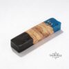 Olive Wood Mezuzah Case Blue and Black Epoxy — styled lifestyle, handmade in Israel