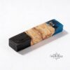 Olive Wood Mezuzah Case Blue and Black Epoxy — additional view, handmade in Israel