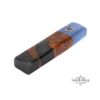 Olive Wood Mezuzah Case Blue and Black Epoxy — additional angle, handmade in Israel