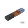 Olive Wood Mezuzah Case Blue and Black Epoxy — top-down view, handmade in Israel
