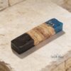 Olive Wood Mezuzah Case Blue and Black Epoxy — warm-tone styled, handmade in Israel