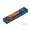 Olive Wood Mezuzah Case with Blue Epoxy — additional view, handmade in Israel