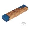 Olive Wood Mezuzah Case with Blue Epoxy — additional angle, handmade in Israel