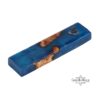 Olive Wood Mezuzah Case with Blue Epoxy — top-down view, handmade in Israel