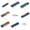 Olive Wood Mezuzah Case with Blue Epoxy — close-up detail, handmade in Israel