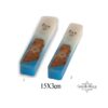 Olive Wood Mezuzah Case with Blue and White Epoxy Star of David — alternate angle, sterling silver finish, handmade Judaica
