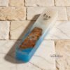 Olive Wood Mezuzah Case with Blue and White Epoxy Star of David — gift presentation, ready as a Judaica gift