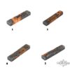 Olive Wood Mezuzah Case Gray Epoxy — three finishes side by side, handmade in Israel