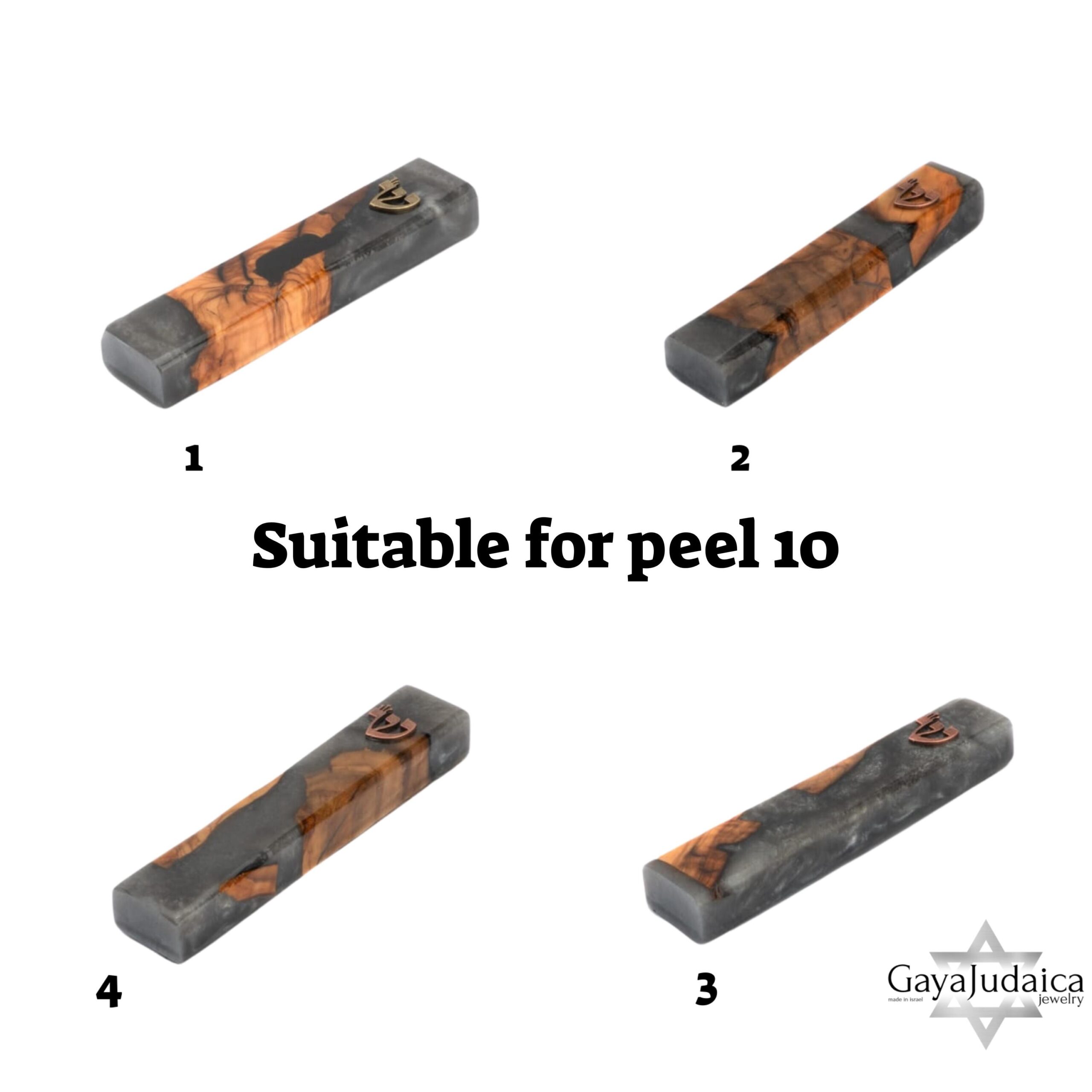 Handmade Olive Wood Mezuzah Case — Gray Epoxy Accents, Jewish Home Decor from Israel Handmade Olive Wood Mezuzah Case — Gray Epoxy Accents, Jewish Home Decor from Israel