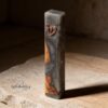 Olive Wood Mezuzah Case Gray Epoxy — top-down view, handmade in Israel