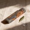 Olive Wood Mezuzah Case Gray Epoxy — warm-tone styled, handmade in Israel