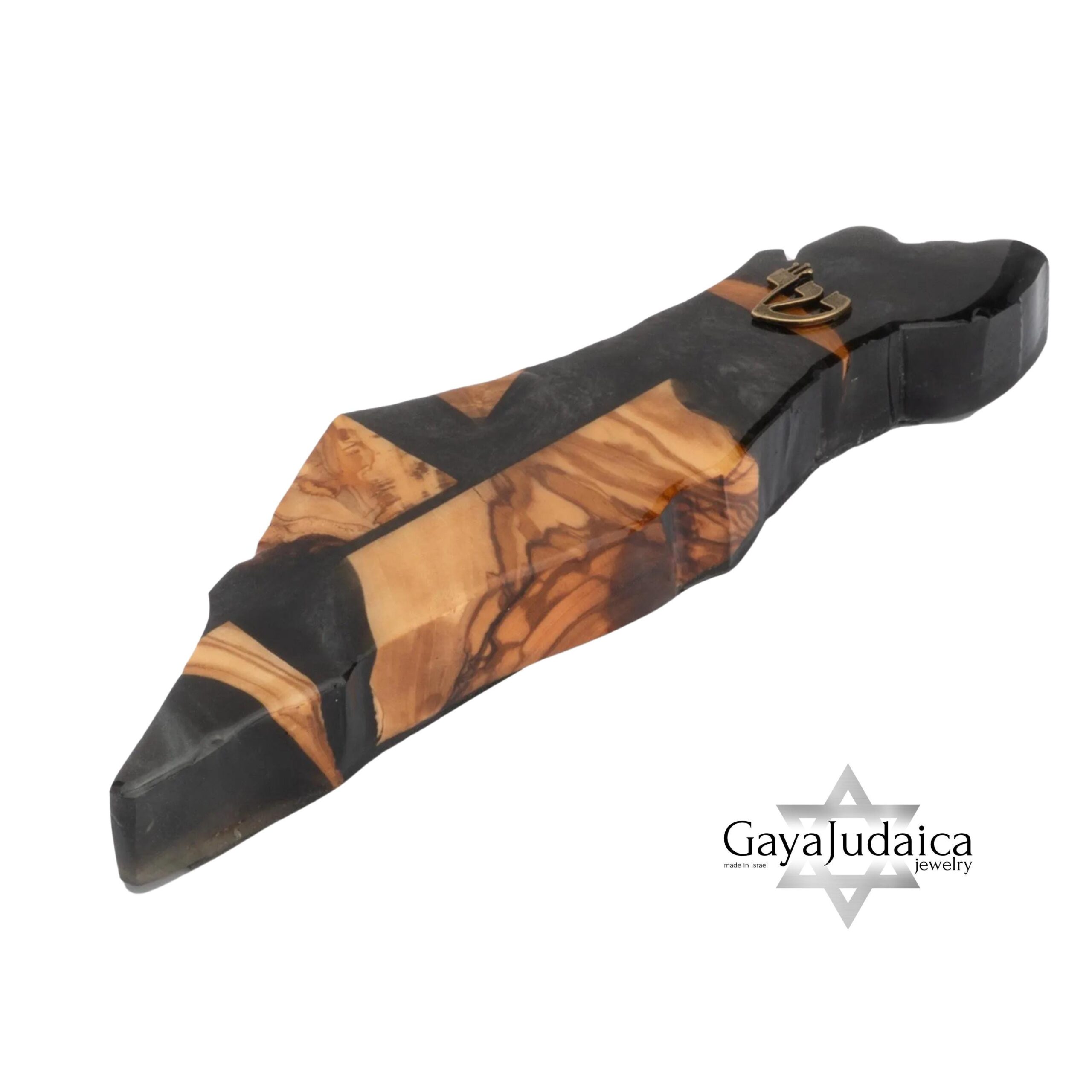Handmade Olive Wood Mezuzah — Israel Map Epoxy Resin, Jewish Home Decor Handmade Olive Wood Mezuzah — Israel Map Epoxy Resin, Jewish Home Decor
