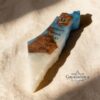 Olive Wood Mezuzah Case Israel Map Two Tone Resin — detail view, handmade in Israel