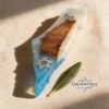 Olive Wood Mezuzah Case Israel Map Two Tone Resin — alternate angle, handmade in Israel