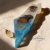 Olive Wood Mezuzah Case Israel Map Two Tone Resin — styled lifestyle, handmade in Israel