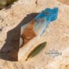 Olive Wood Mezuzah Case Israel Map Two Tone Resin — additional angle, handmade in Israel