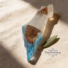 Olive Wood Mezuzah Case Israel Map Two Tone Resin — top-down view, handmade in Israel