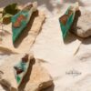 Olive Wood Mezuzah Case Israel Map Two Tone Resin — natural light shot, handmade in Israel