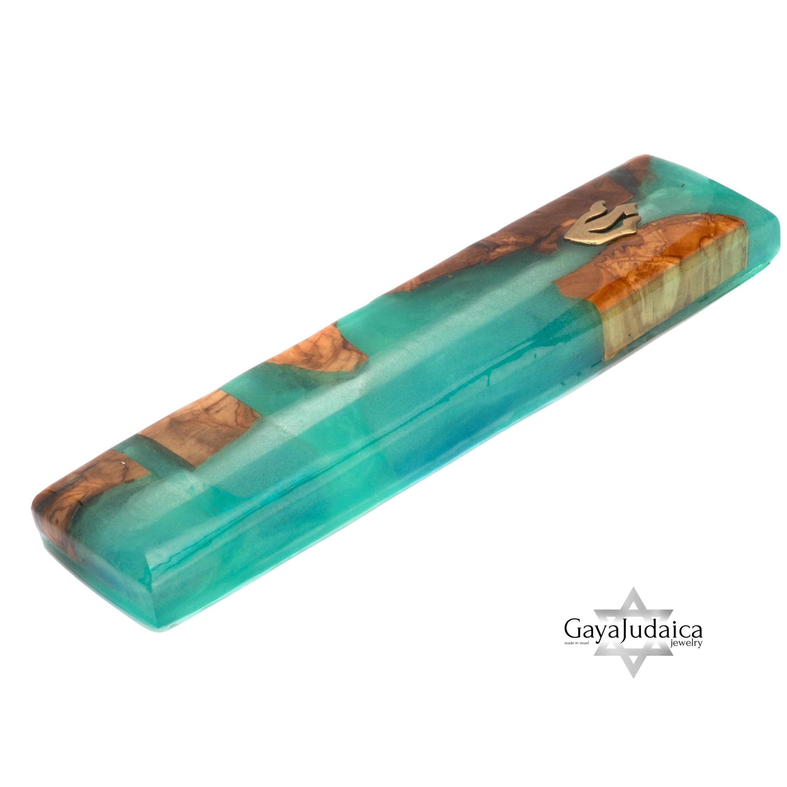 Handmade Olive Wood Mezuzah — Modern Epoxy Judaica, Jewish Home Blessing Handmade Olive Wood Mezuzah — Modern Epoxy Judaica, Jewish Home Blessing