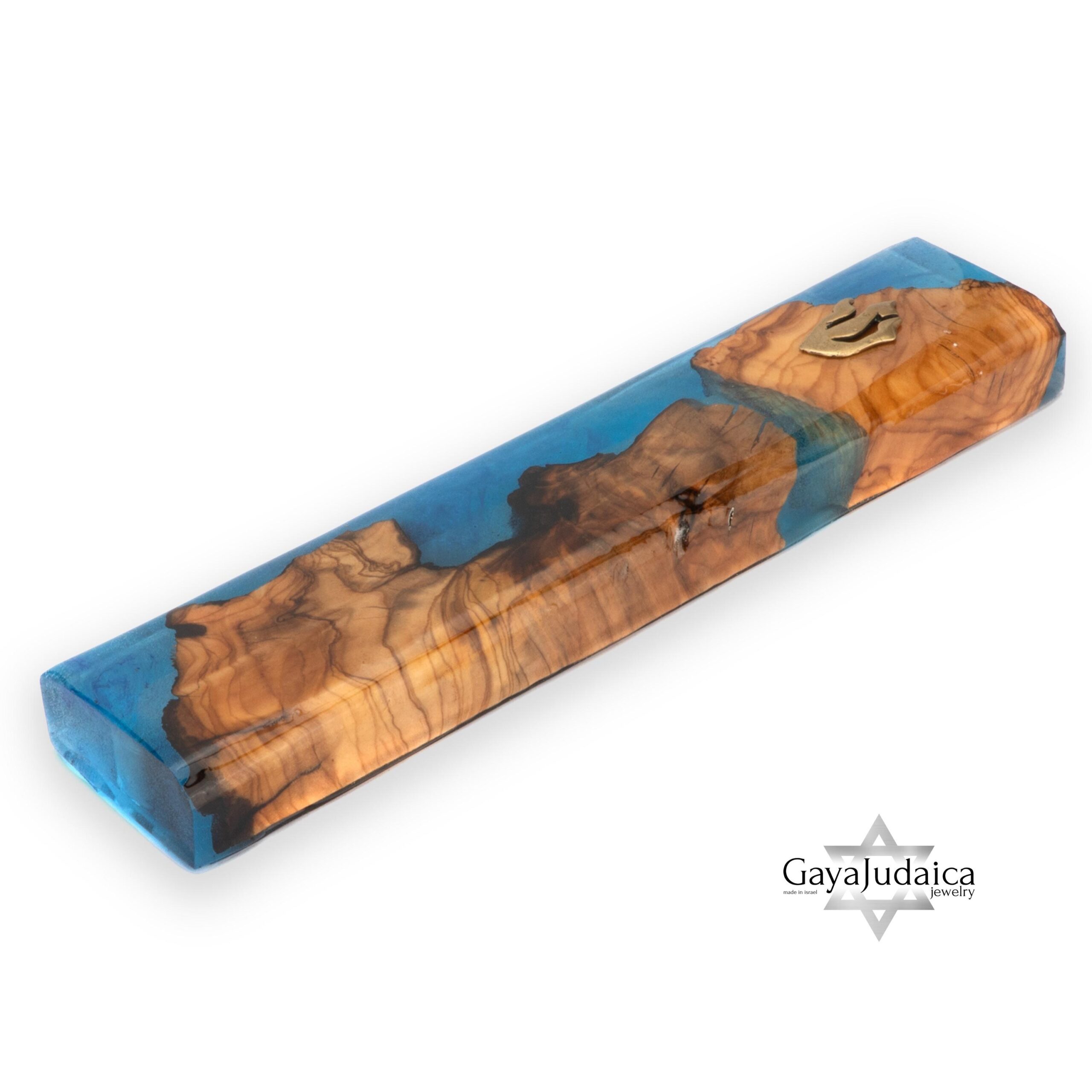 Handmade Olive Wood Mezuzah — Modern Epoxy Judaica, Jewish Home Blessing Handmade Olive Wood Mezuzah — Modern Epoxy Judaica, Jewish Home Blessing