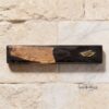 Olive Wood Mezuzah Case Modern Epoxy Judaica — natural light shot, handmade in Israel