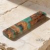 Olive Wood Mezuzah Case Modern Epoxy Judaica — warm-tone styled, handmade in Israel