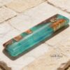 Olive Wood Mezuzah Case Modern Epoxy Judaica — plate composition, handmade in Israel