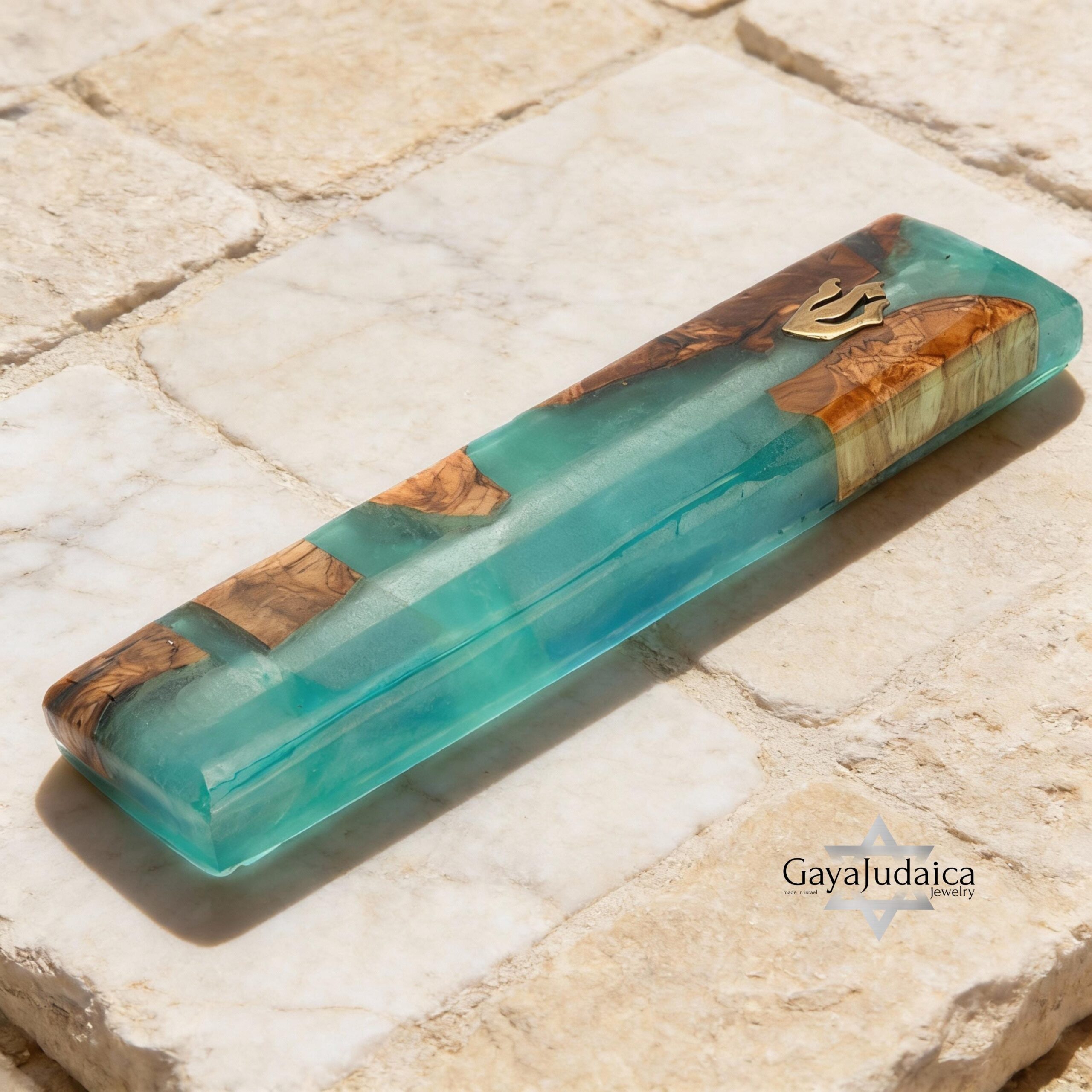 Handmade Olive Wood Mezuzah — Modern Epoxy Judaica, Jewish Home Blessing Handmade Olive Wood Mezuzah — Modern Epoxy Judaica, Jewish Home Blessing