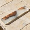 Olive Wood Mezuzah Case Modern Epoxy Judaica — dark surface composition, handmade in Israel