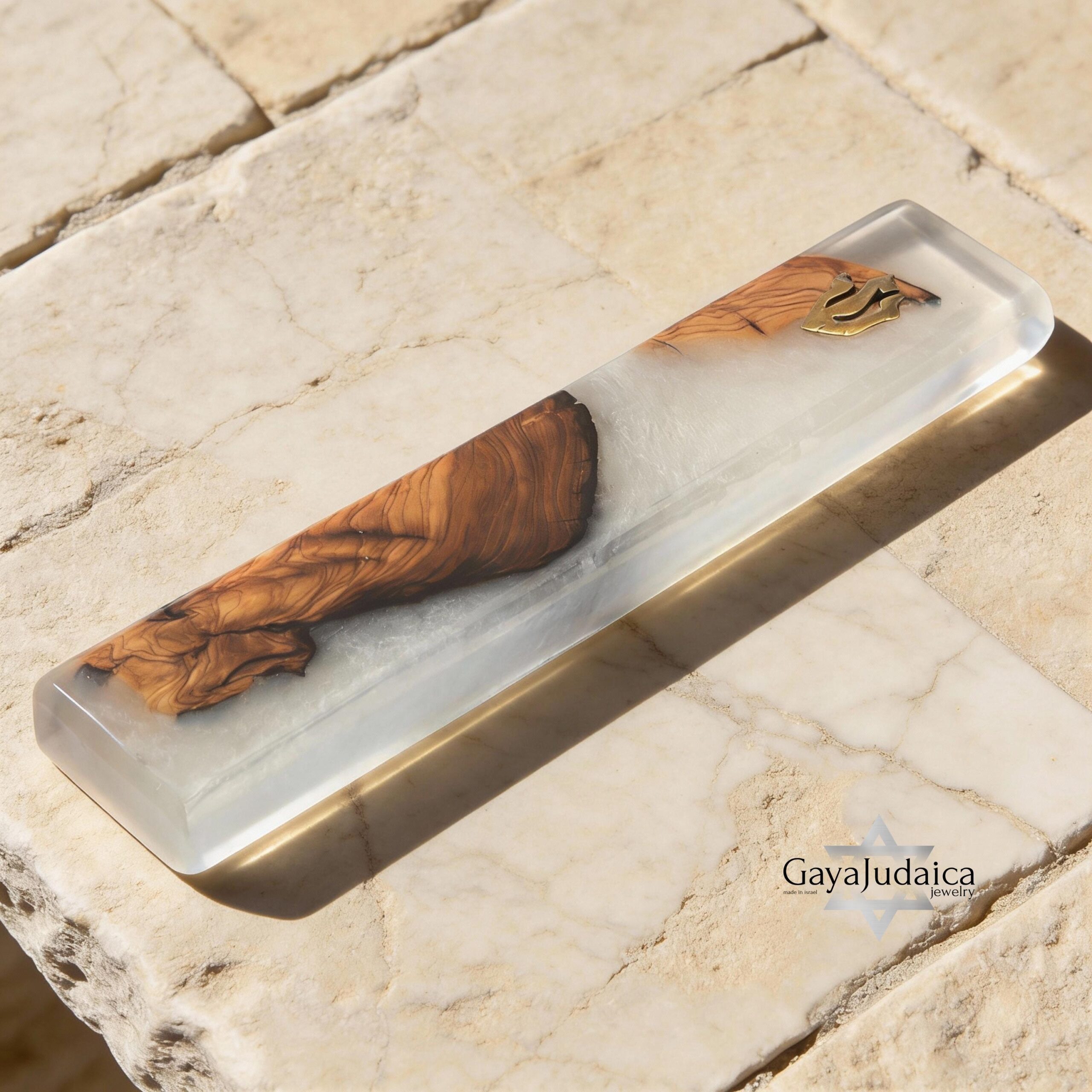 Handmade Olive Wood Mezuzah — Modern Epoxy Judaica, Jewish Home Blessing Handmade Olive Wood Mezuzah — Modern Epoxy Judaica, Jewish Home Blessing