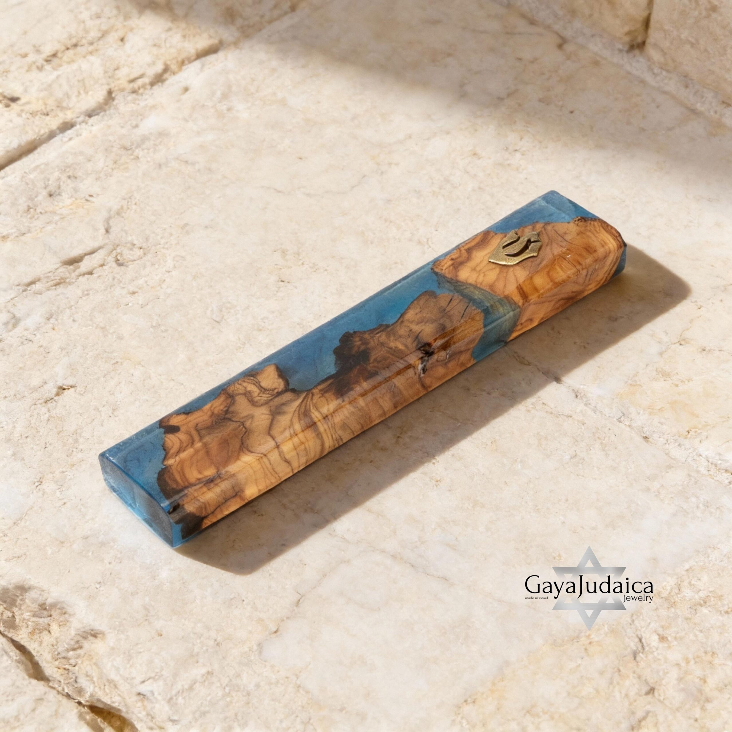 Handmade Olive Wood Mezuzah — Modern Epoxy Judaica, Jewish Home Blessing Handmade Olive Wood Mezuzah — Modern Epoxy Judaica, Jewish Home Blessing