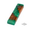 Handmade Olive Wood Mezuzah with Turquoise Epoxy — detail view, handmade in Israel
