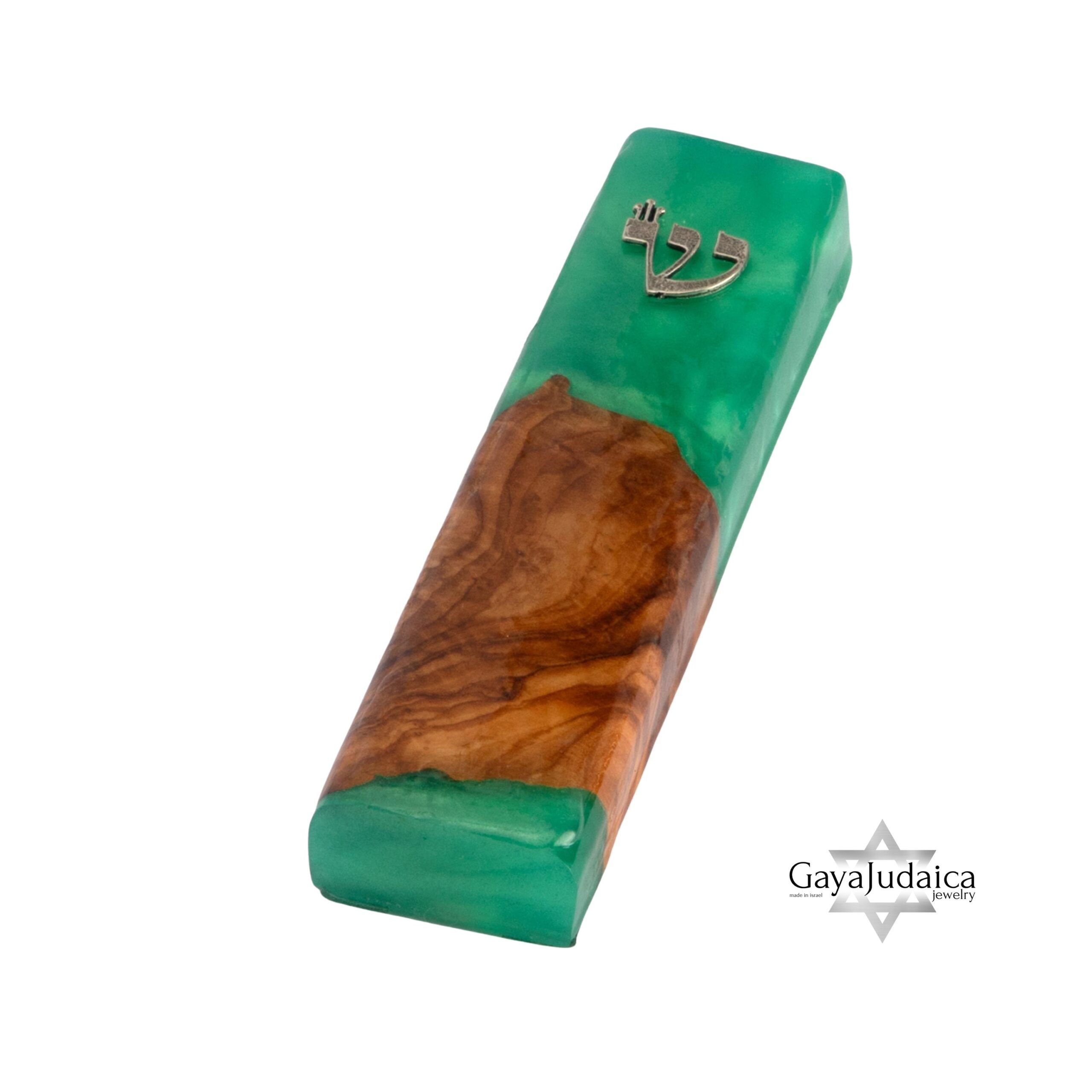 Handmade Olive Wood Mezuzah Case — Turquoise Epoxy, Jewish Home Decor Handmade Olive Wood Mezuzah Case — Turquoise Epoxy, Jewish Home Decor