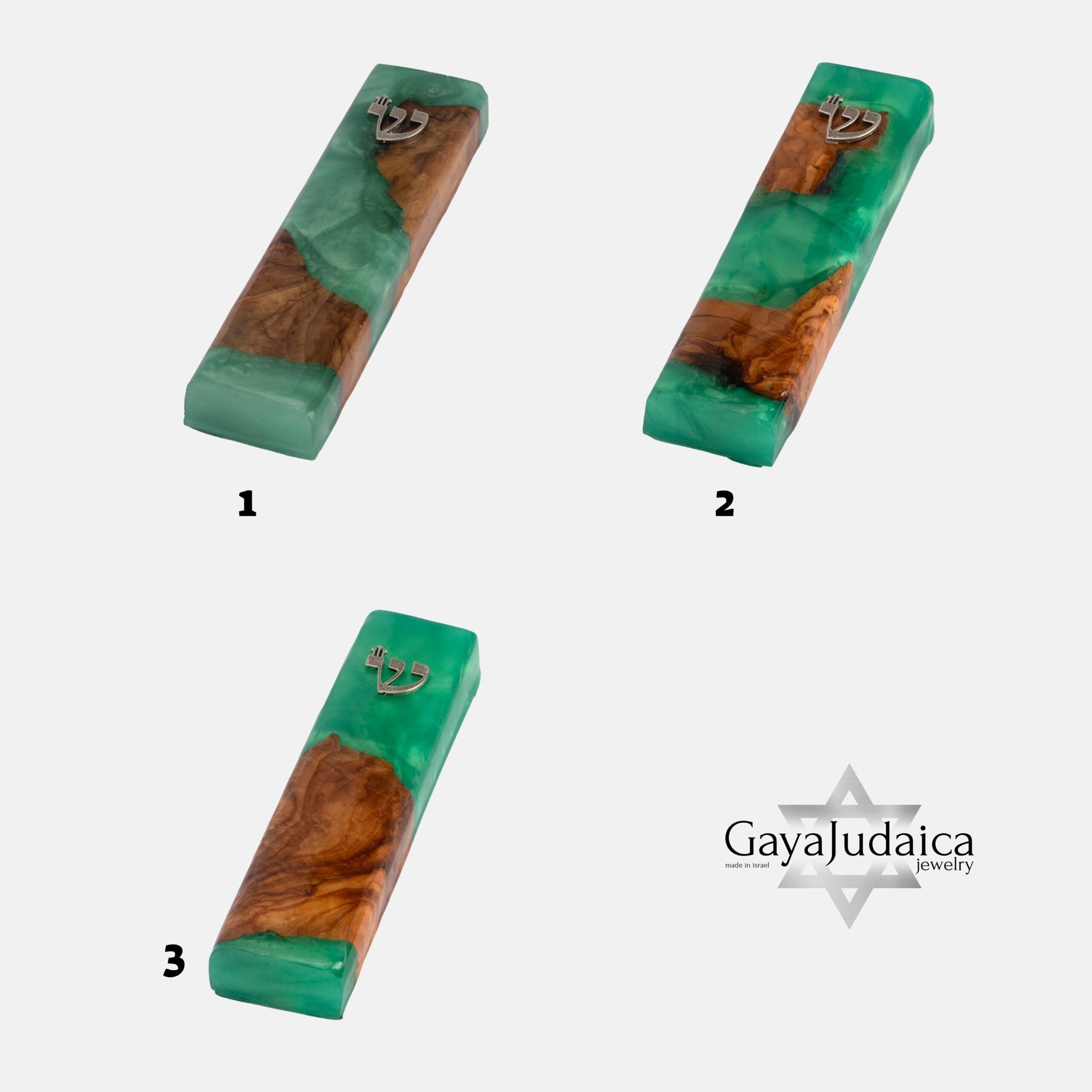 Handmade Olive Wood Mezuzah Case — Turquoise Epoxy, Jewish Home Decor Handmade Olive Wood Mezuzah Case — Turquoise Epoxy, Jewish Home Decor