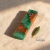 Handmade Olive Wood Mezuzah with Turquoise Epoxy — additional angle, handmade in Israel